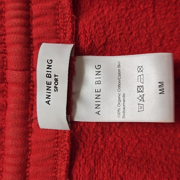 Anine Bing Sport Tyler Jogger Sweatpants Red Size M Oversized Organic Cotton - Picture 11 of 13
